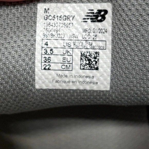 Kids New Balance 515 Gray Sneakers size 4 - Picture 12 of 12